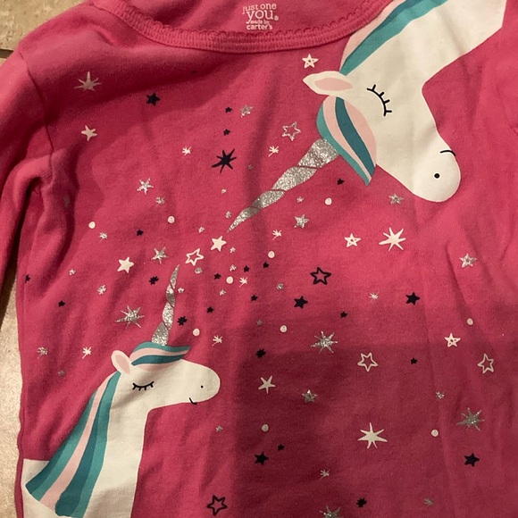 Carter's Pink and White Long Sleeve Unicorn Tee - Picture 2 of 4